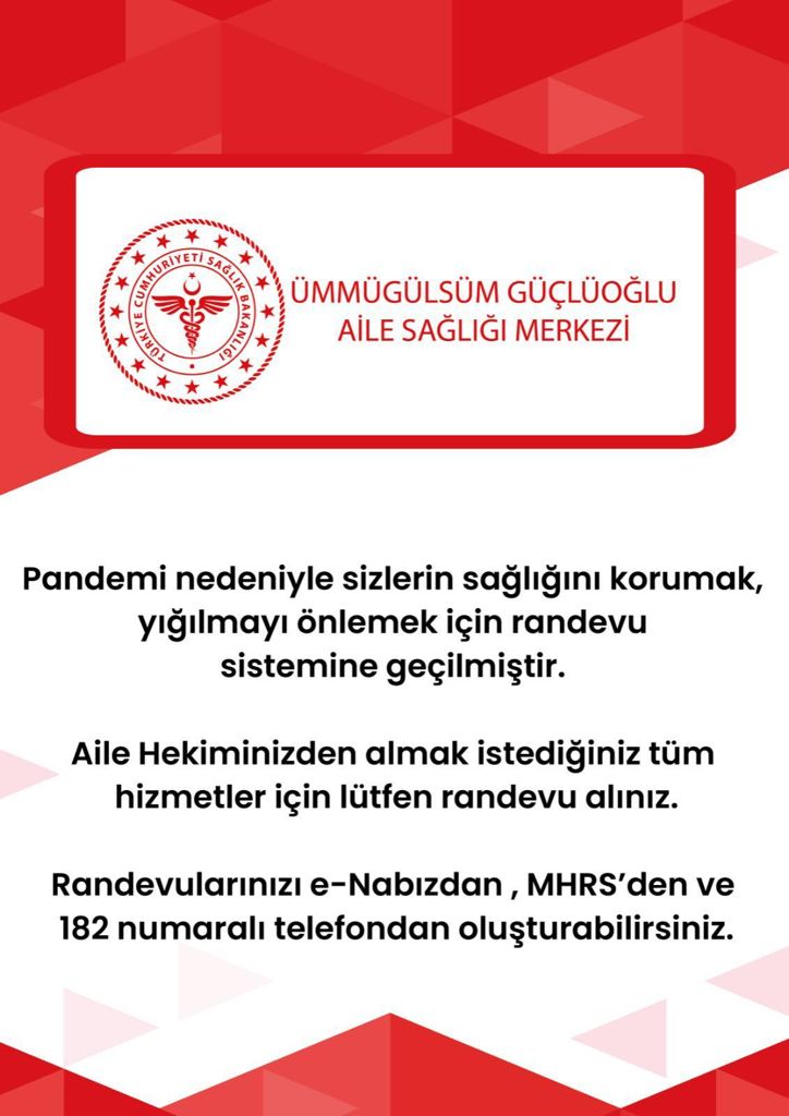 Pandemi koşullarında çalışma saatleri ve randevular Hk.